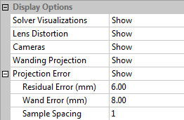 Display Options: Solver Visualizations: Selects whether solver visualizations should be displayed during wanding and calculations.