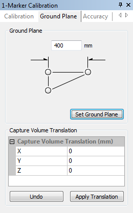 Three Marker Calibration: Once the volume is calibrated, use the calibration square to set the coordinate system.