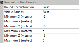 Reconstruction Bounds: Bound Reconstruction: Selects whether reconstruction bounding is enabled. See glossary for more information. Valid options are True (enabled), False (disabled) (default).