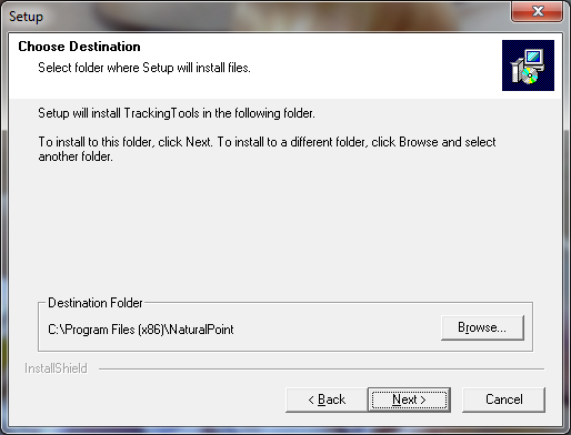 Select the folder that Tracking Tools will install to.